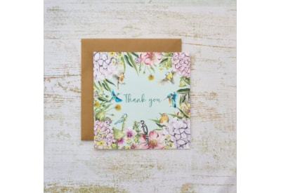 Floral Feather Birds Thank You Card (4FE101)