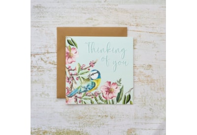 Floral Feathered Birds Thinking Of You Card (4FE105)