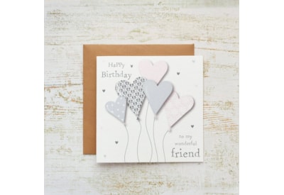 Friend Birthday With Patterned 3d Hearts Card (4FR226)