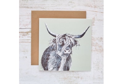 Highland Cow Pale Green & Grey Card (4HL290)