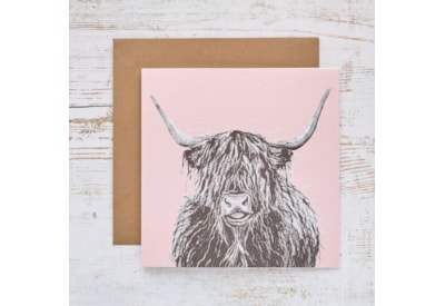 Highland Cow Pale Pink & Grey Card (4HL291)