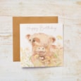 Highland Cow Yellow Flowers Card (4HL441)