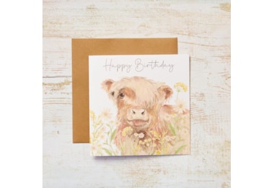 Highland Cow Yellow Flowers Card (4HL441)