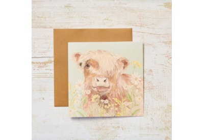 Highland Cow Floral w Cow Parsley Card (4HL442)