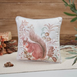 Woodland Squirrel Cushion White Velour (4WR106)