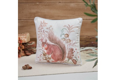 Woodland Squirrel Cushion White Velour (4WR106)