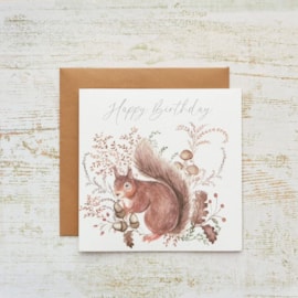 Woodland Rustic Squirrel Birthday Card (4WR130)