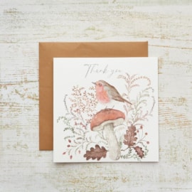 Woodland Rustic Robin Thank You Card (4WR131)