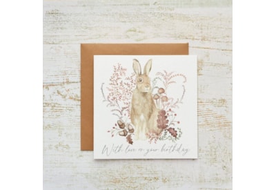 Woodland Rustic Hare w Love On Your Birthday Card (4WR132)