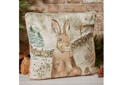 Xmas Hare Cushion Grey (4XA230)