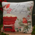 Christmas Robin Cushion Pale Blue (4XA232)