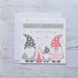 Gnome Family w Stars & Polka Hats Christmas Card (4XS0056)