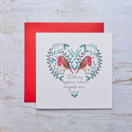 Robins Appear With Holly Heart Christmas Card (4XS0079)