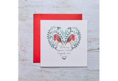 Robins Appear With Holly Heart Christmas Card (4XS0079)