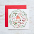 Folk Robin With Holly Wreath Christmas Card (4XS0191)