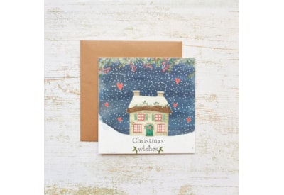 Christmas Cottage With Snow Scene Card (4XS0412)