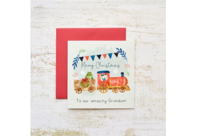 Amazing Grandson With Train Christmas Card (4XS0438)