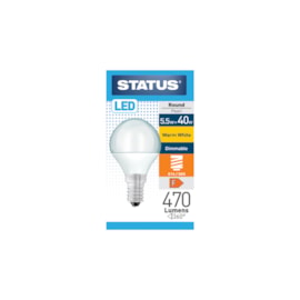 Status 5.5w Led Round E14 Warm White Dimmable (5.5SLDRWE14P1B10)