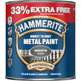 Hammerite Smooth Paint Black+33% 750ml (5158235)