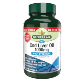 Natures Aid Cod Liver Oil High Strength 1000mg 90s (15122)
