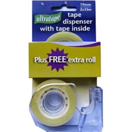 Ultratape 2 Pack Clear Tape & Dispenser 19mm x 33m (RT03281933D1SP)