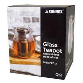 Sunnex Glass Teapot With Spout Stainless Steel Strainer 0.8ltr (GTP800S)