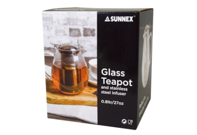 Sunnex Glass Teapot With Spout Stainless Steel Strainer 0.8ltr (GTP800S)