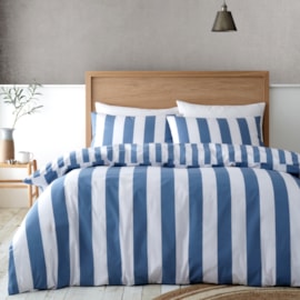 Catherine Lansfield Cove Stripe Duvet Set Blue King (BD/58100/W/KQS/BL)