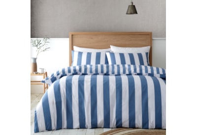 Catherine Lansfield Cove Stripe Duvet Set Blue King (BD/58100/W/KQS/BL)