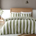 Catherine Lansfield Cove Stripe Duvet Set Green Single (BD/58100/W/SQS/GR)