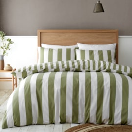 Catherine Lansfield Cove Stripe Duvet Set Green King (BD/58100/W/KQS/GR)