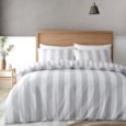 Catherine Lansfield Cove Stripe Duvet Set Silver Single (BD/58100/W/SQS/SI)