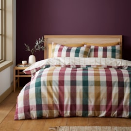 Catherine Lansfield Autumn Check Duvet Set Plum King (BD/58948/W/KQS/PLU)