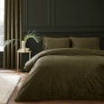 Catherine Lanfields Kingsley Matt Velvet Olive Duvet Set Double (BD/58959/W/DQS/