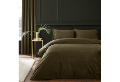 Catherine Lanfields Kingsley Matt Velvet Olive Duvet Set Double (BD/58959/W/DQS/