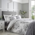 Catherine Lansfield Elinda Floral Duvet Set Grey Double (BD/59230/W/DQS/GY)