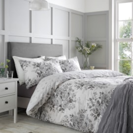 Catherine Lansfield Elinda Floral Duvet Set Grey Single (BD/59230/W/SQS/GY)