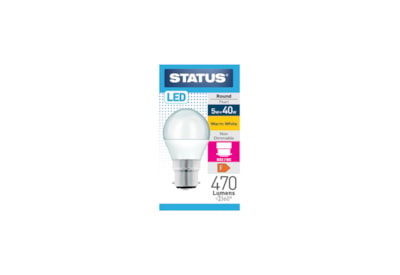 Status 5w Led B22 Round Warm White Bulb (5SLRWB22P1B10)