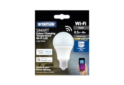 Status 9w E27 Gls Smart Led Colour Changing Bulb (60SSLGCCTE271PKB)