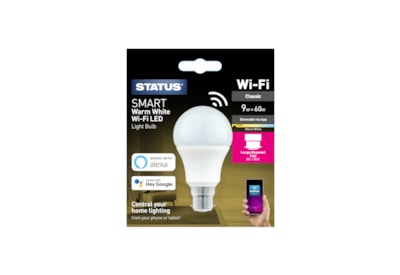 Status 9w B22 Gls Smart Ww Dimmable Led Bulb (60SSLGWWBC1PKB)