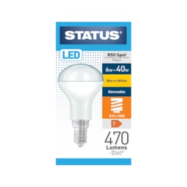 Status 6w Led R50 Spot E14 Warm White Dimmable (6SLDR50WE14P1B10)