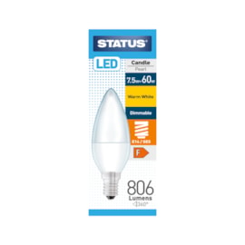 Status 7.5w Led Candle E14 Warm White Dimmable (7.5SLDCWE14P1B10)