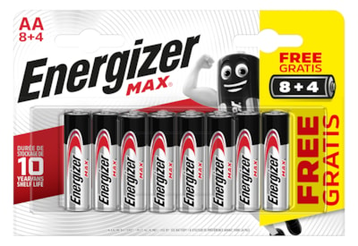 Energizer Max Aa Batteries 8+4 (ENERLR6B8-4FREEMAX)