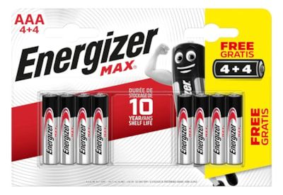 Energizer Max Aaa Batteries 4+4 (ENERLR03B4-4MAX)
