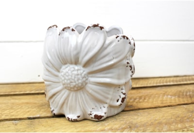 3d Flower Planter Wht Ceramic Sml (7GD520)