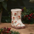 Xmas Robin Welly Planter White (7XA182)