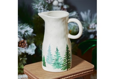 Christmas White Ceramic Jug With Trees (7XS564)