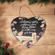 Xmas Slate Robin Heart Hanger (7XS927)