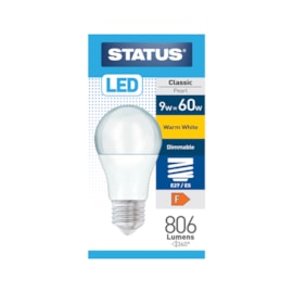 Status 8.5w Led Gls E27 Warm White Dimmable Bulb (8.5SLDGWE27P1B10)