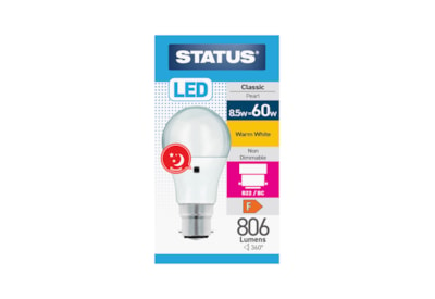 Status 8.5w Led Gls B22 Warm White Sensor Bulb (8.5SLSENWB221B10)